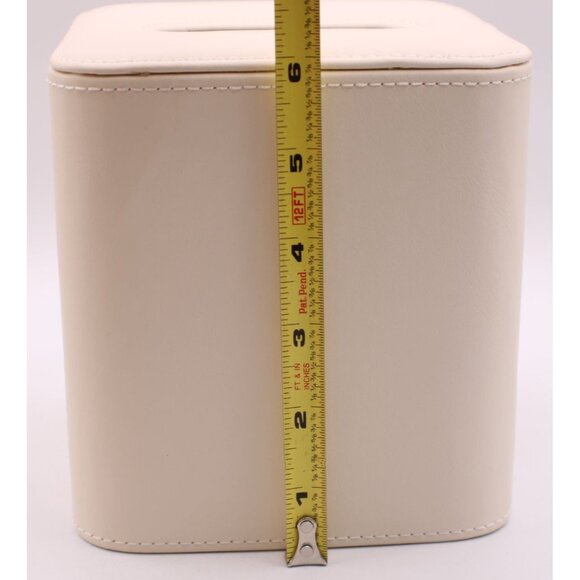 NEW Leather Beige Tissue Box Cover Square 5x6" Cream Ivory Neutral Minimalist - Picture 5 of 9